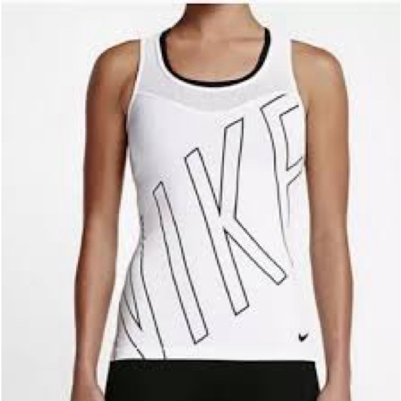Nike Tops - Nike Pro Hypercool Racerback White Tank Top with Black Trim and Logo